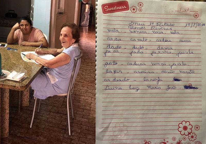 Voltar a dar aulas deu novo ânimo de vida a uma professora aposentada de 92 anos, que “há poucos dias estava doente e disse que quase foi para o buraco”.